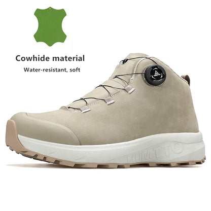 Zapatos de cuero HUMTTO para hombre, calzado deportivo de invierno para camping y actividades al aire libre, botas de trekking transpirables, zapatillas de senderismo antideslizantes para hombre