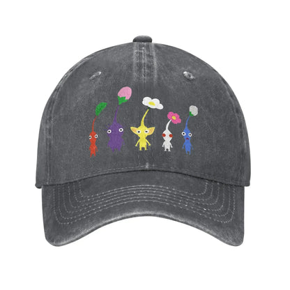 Cute Pikmin Pattern Print Cap for Men Women Cotton Anime Cartoon Trucker Hat Lerisure Wear Baseball Cap Adjustable