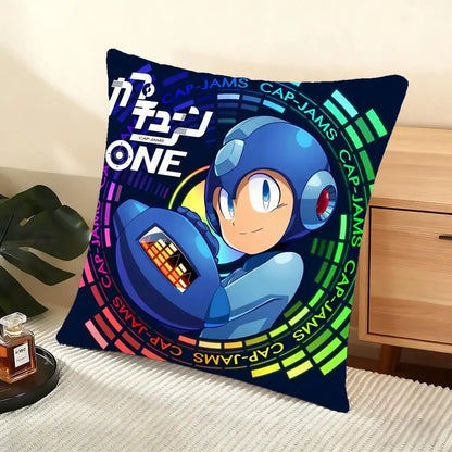 Game R-Rockman Megamans Cushion Cover Soft Short Plush Pillow Cover Smooth Cozy Texture Aesthetic Cushion Case Home Decor