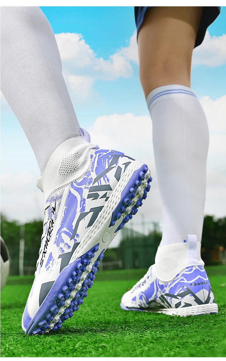 Double Star Men's High-Top TF Turf Football Boots, Youth & Student Edition, Adult & Kids, Professional Match & Training Soccer Shoes