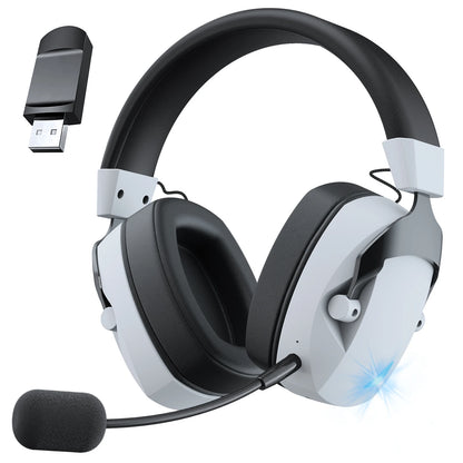 Gaming Headset with Detachable Noise-Cancelling Microphone – 3-Mode Wireless Bluetooth 5.3, 2.4G USB & 3.5mm Wired Gaming Headset with 50mm Drivers
