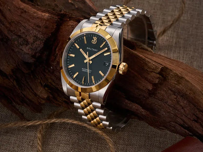 Baltany S4102 Business Men's Automatic Mechanical Wristwatch 36mm Linen Dial Engine Turned Bezel NH35 Luxury Dress Watch