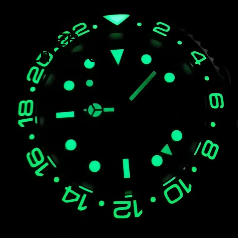 BLIGER 40mm NH34 GMT Watch For Men Mechanical Wristwatch Luminous Bezel Sapphire Glass Stainless Steel Bracelet Men's Watch