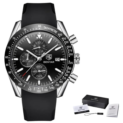 Reloj para hombre BENYAR 5140, reloj deportivo informal, reloj de cuarzo de lujo resistente al agua, cronógrafo militar de marca de alta gama.