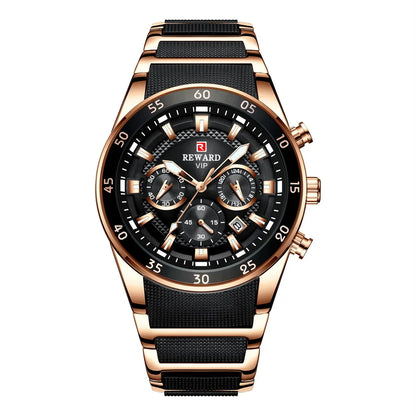 REWARD Big Dial Mens Watches Top Luxury Brand Sport Waterproof Watch Men Chronograph Quartz Clock Automatic Date WristWatches