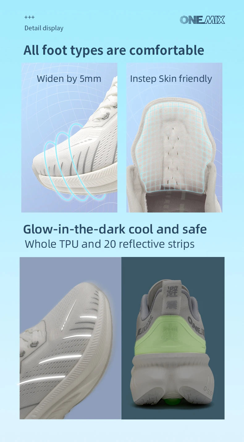ONEMIX Bumper Elit Racing Running Shoes Cushion Stable Sport Shoes Light Anti-Slip Wearable Walking Sneakers Spring Jogging
