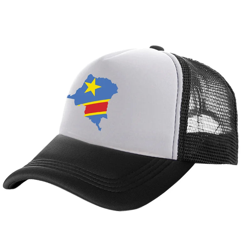 Democratic Congo Trucker Cap Men Democratic Republic of the Congo Hat Baseball Cap Cool Summer Unisex Mesh Net Caps