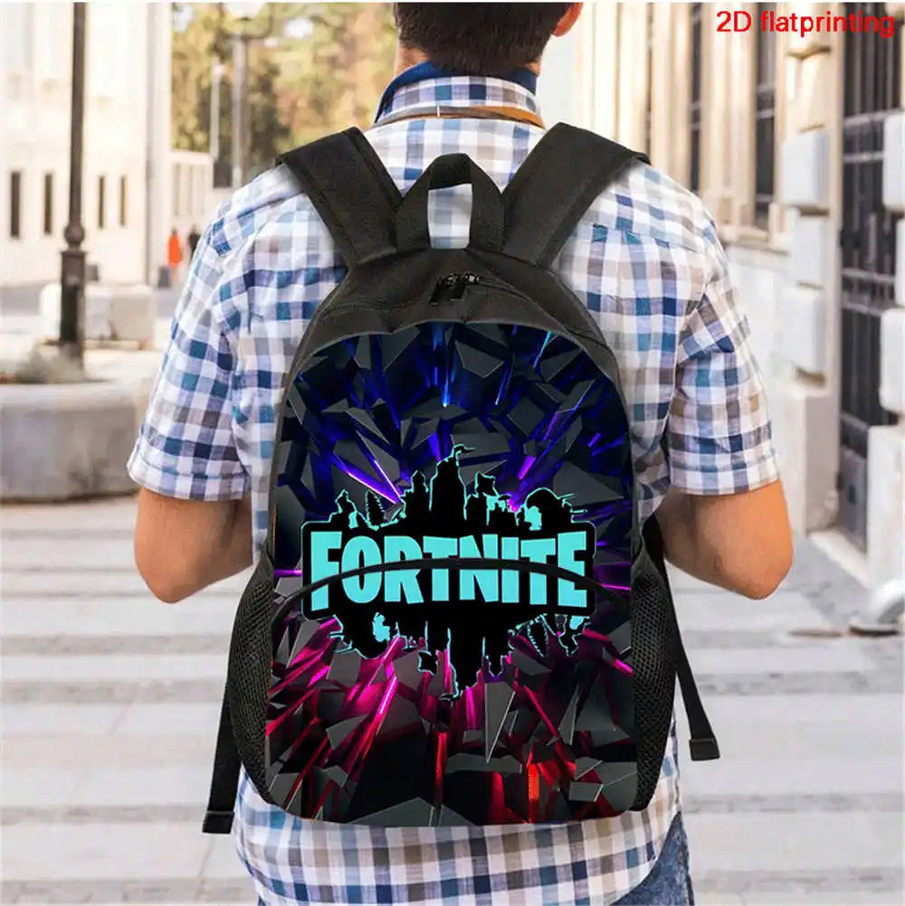 Fortnite Cartoon 3Pcs Backpack Set Unisex for Boys Girls, Backpack with Front Pocket, Crossbody Bag & Pencil Case, Best Gift