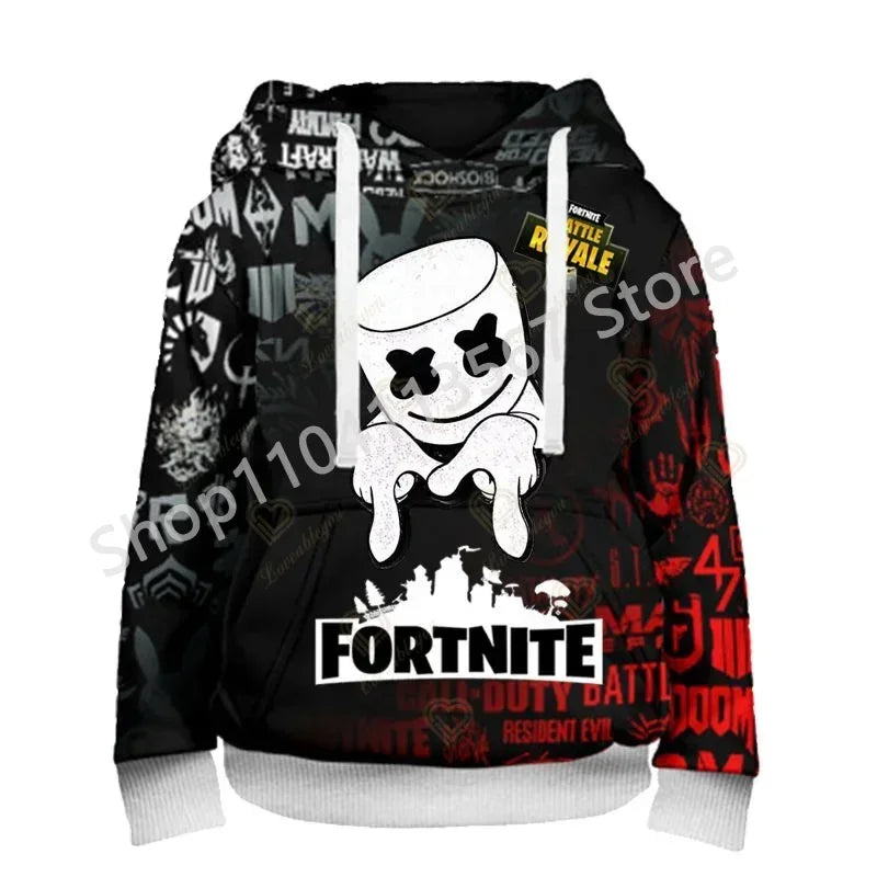 Sudaderas con capucha Llama Battle Royale F-Fortnited con estampado 3D para hombre, mujer y niños, sudaderas para niño y niña, pulóver streetwear verde