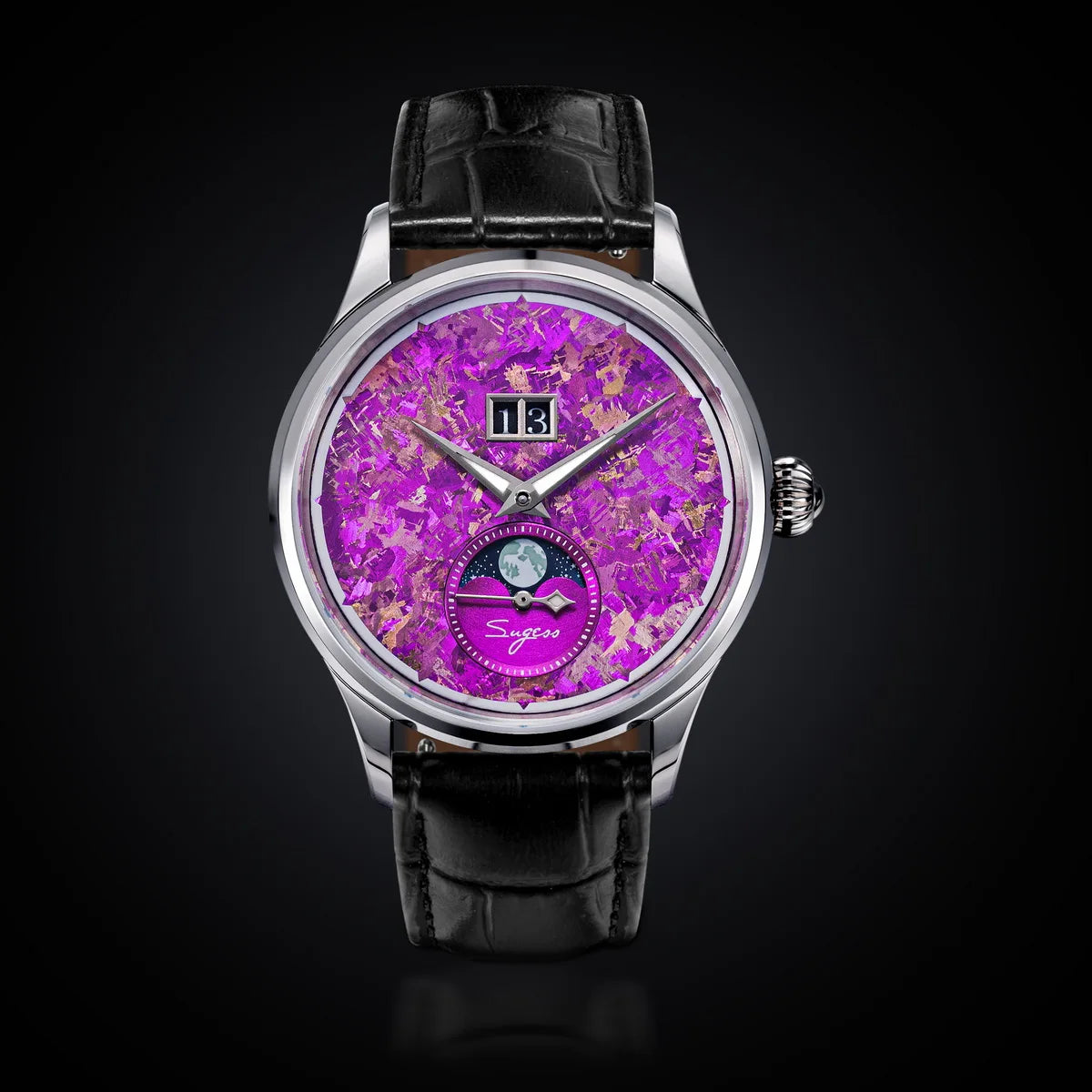 Automatic Man Watch Moon-Phase ST2528 Movement Waterproof Mechanical Wristwatches Sapphire Crystal Titanium Dials Clock S401 New