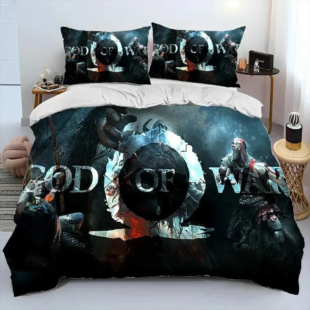 3D Print God Of War Game Gamers Kratos Bedding Set Boys Girls Twin Queen King Size Duvet Cover Pillowcase Bed Boys Adult