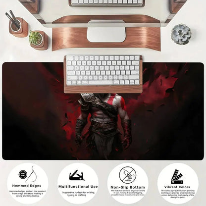 Game God Of War Kratos Mousepad Large Keyboard Desk Mat Gaming Mouse Pad LockEdge Non-slip Mat