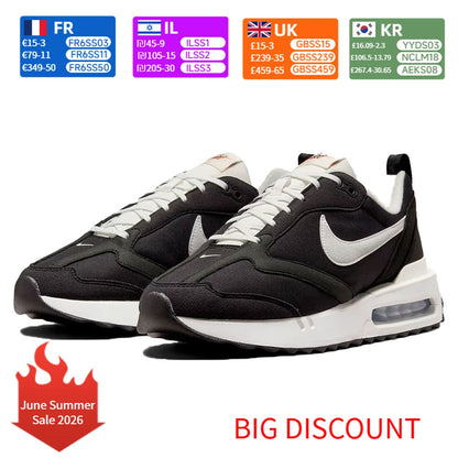 Nike Air Max Dawn Retro Fabric – strapazierfähige, niedrige Freizeit- und Laufschuhe für den Stadtverkehr für Herren, schwarz, DJ3624-001