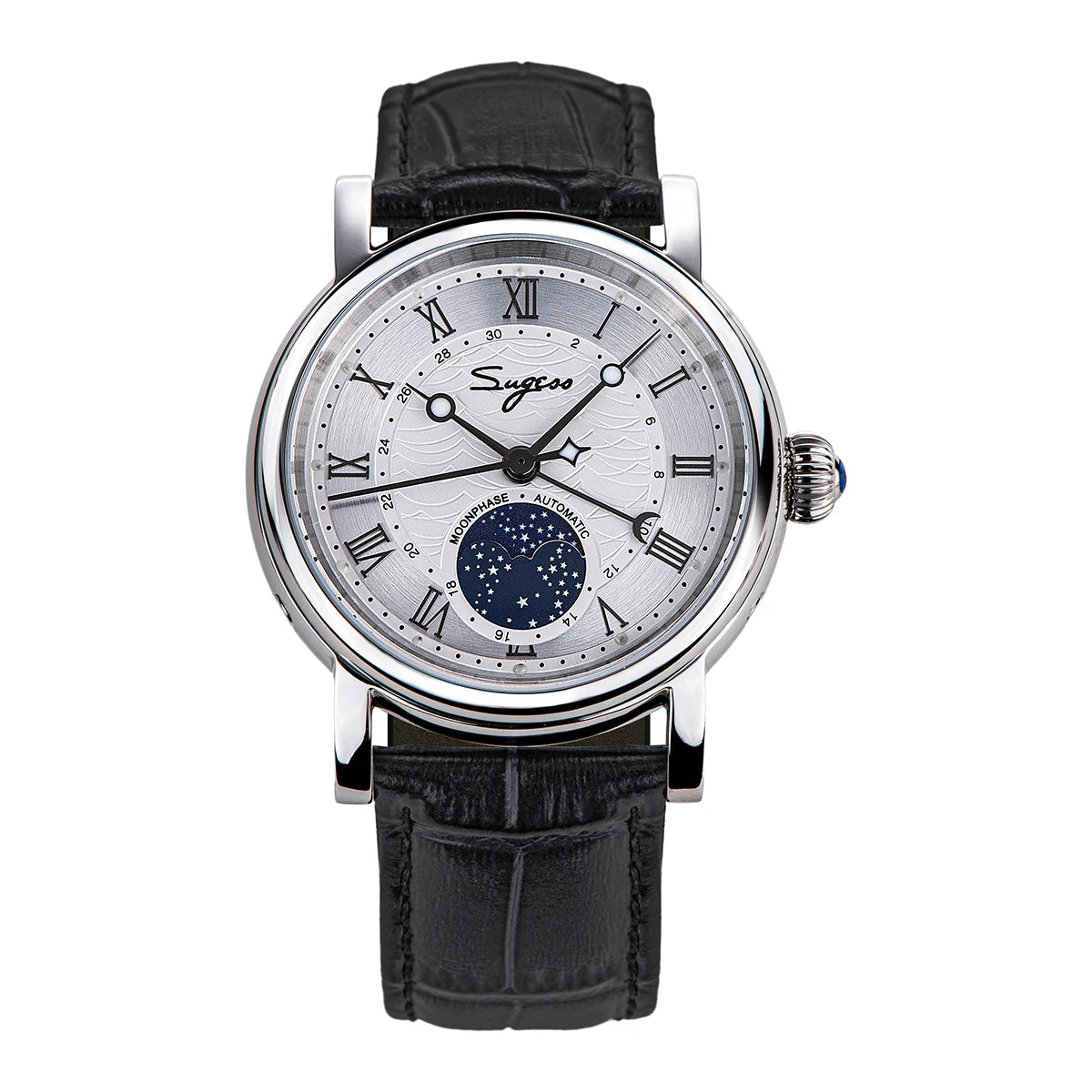 Sugess Moonphase Automatic Mechanical Men's Watch Wristwatches Original Movement ST2108 Waterproof Clock Sapphire Special Date