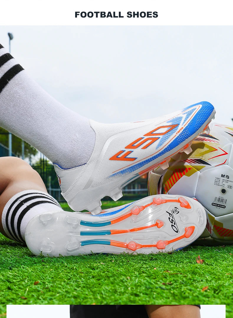 New Men's Football Boots, Non-Slip Outdoor Sneakers, Match Grass Cleats, High-Quality Soccer Shoes, Futsal, Hot-Selling High-Top Light Boots