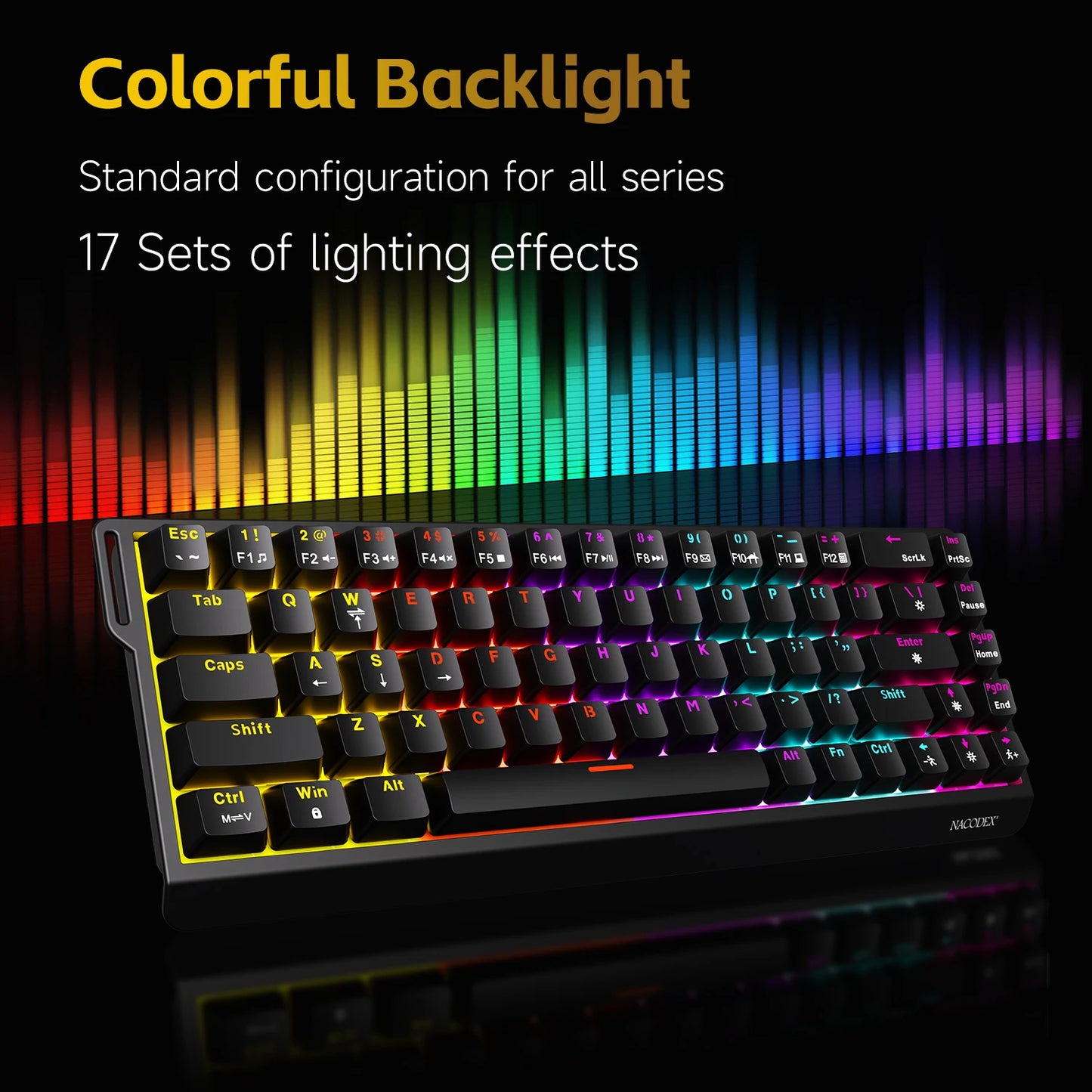 AJAZZ NK68 V2 Wired Mechanical Keyboard Plug and Play 65% Layout Design Sleeve Hot 68-Key Keyboard Colorful Backlight for PC