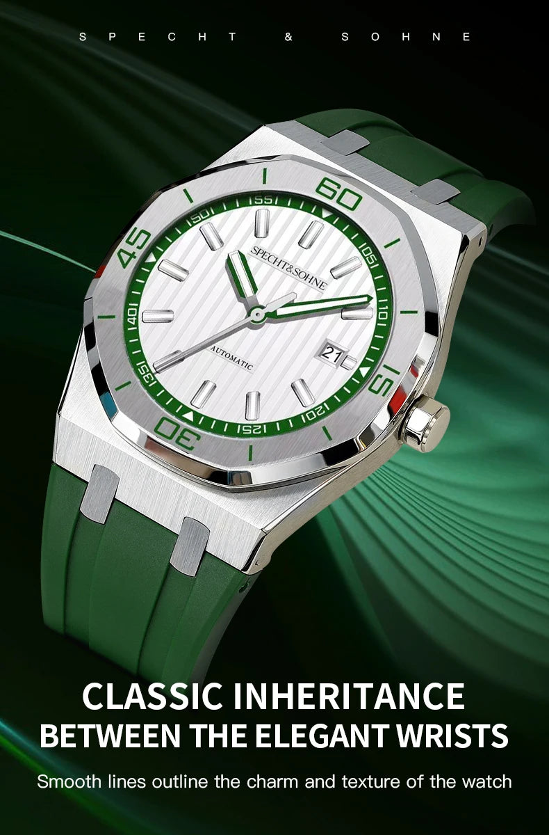 Specht&Sohne New Classic Men's Watch 50M Waterproof Luminous Sapphire Crystal Blue Automatic Mechanical Watches Reloj Hombre