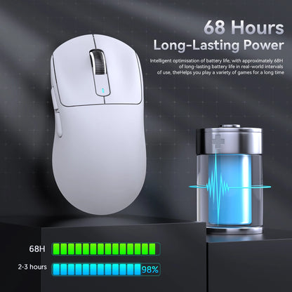 Mouse gaming wireless ATTACK SHARK X3/X3PRO 4K/8K, 26K DPI, tri-mode (cablato/2.4GHz/BT5.2), leggero, sensore PAW3395 per gamer