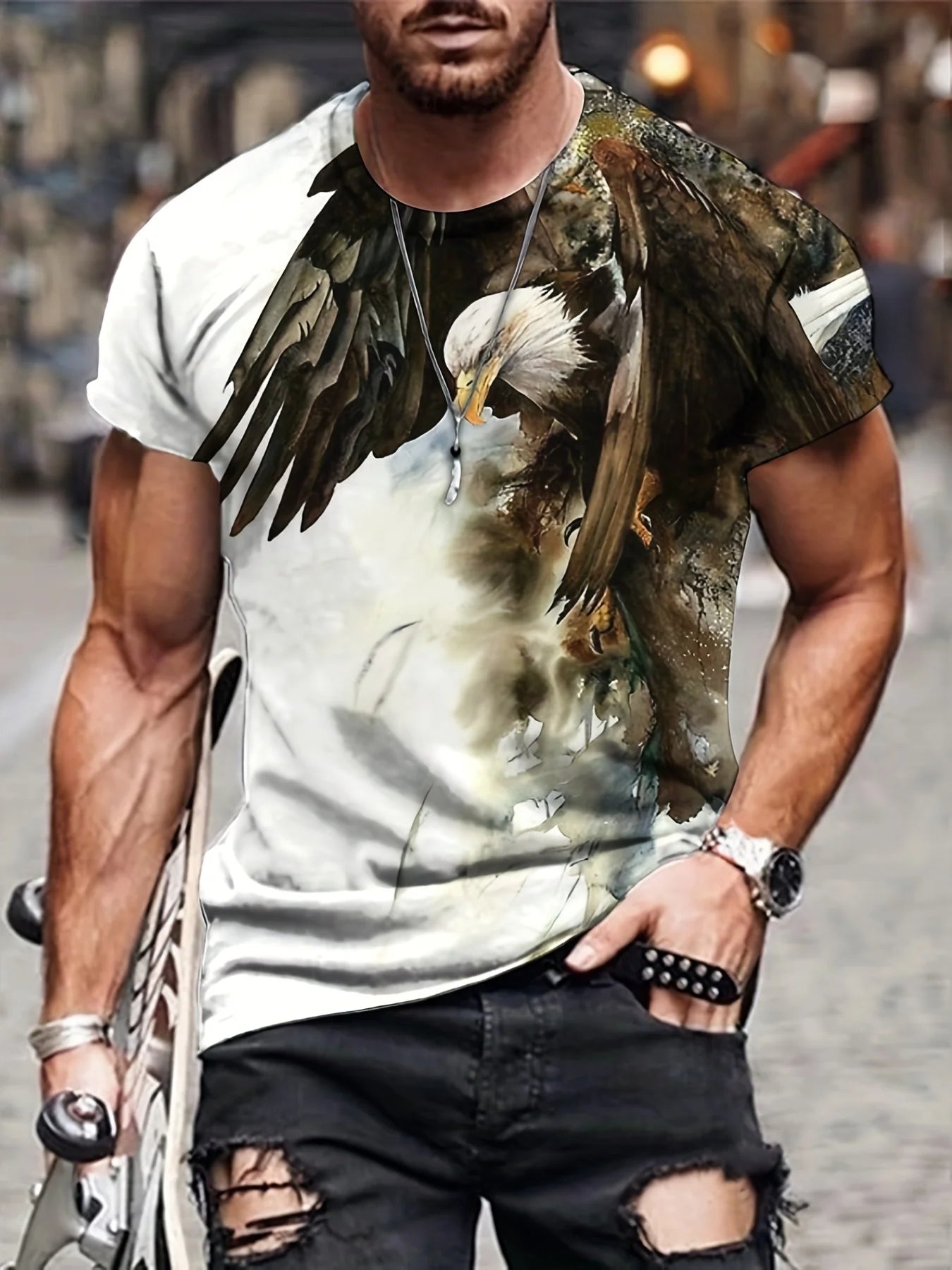 Fashion Eagle Graphic T-Shirts Luxury T-Shirt Summer Men's T-Shirts Casual Tops Short Sleeve T-Shirt 3D Printing Men’s Clothing