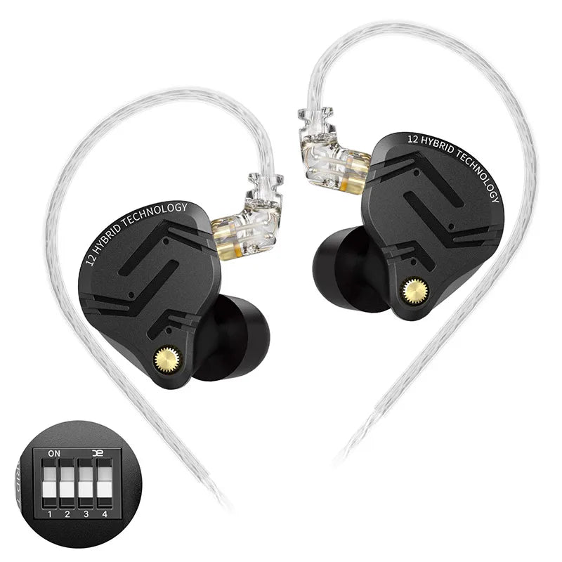 Auricolari IEM KZ ZS12 PRO X con tecnologia ibrida dinamica e armatura bilanciata, upgrade HiFi bassi, cuffie in-ear con cavo tuning