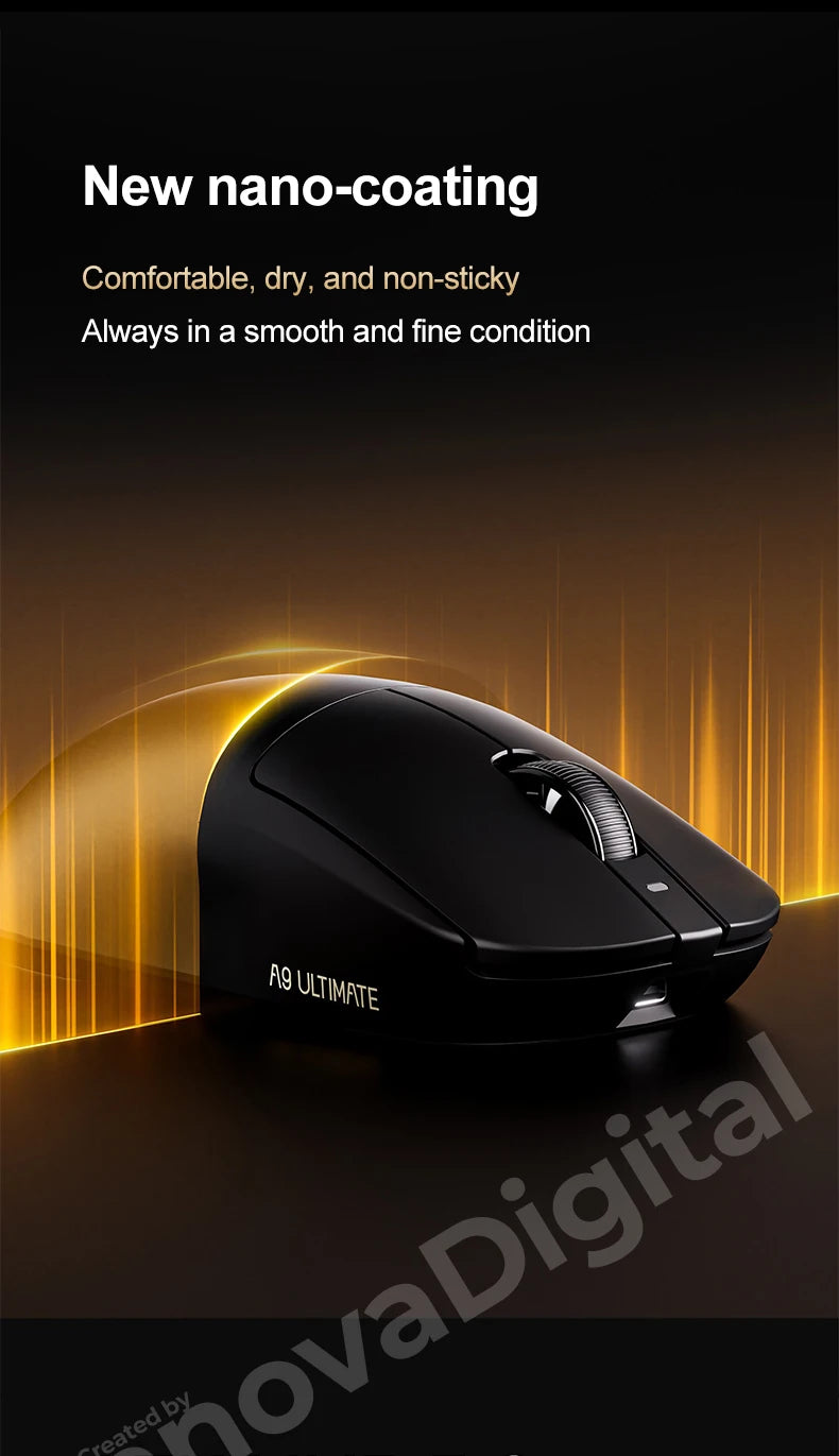 ATK Dragonfly A9 Ultimate vezeték nélküli gaming egér A9 Air PAW3950, ultrakönnyű ergonomikus e-sport gamer FPS egér CSGO-hoz A9 Ultra