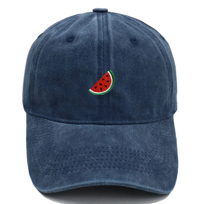 Printed Watermelon Baseball Cap Men's Washed Soft Top Retro Dad Hats Women's Casual Versatile Fashion Trend Duck Tongue Caps