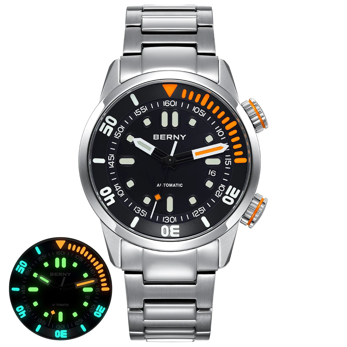 BERNY Automatic Professional Diving Watch for Men Super Luminous Scratch-resistant Sapphire Lens Top Mechanical Diver Watches