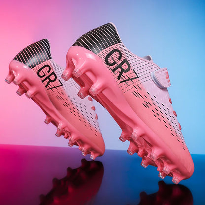 Nouvelles chaussures de football montantes à crampons longs pour adolescents et étudiants, adaptées aux garçons et aux filles, élégantes, durables et tendance