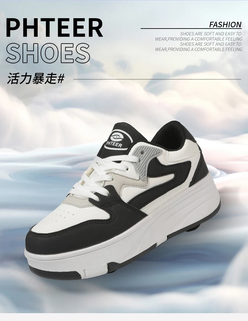 Children's Outdoor Sports Roller Skates Shoes Single Row Wheel Kids Sliding Shoes Four-Wheel for Boys and Girls