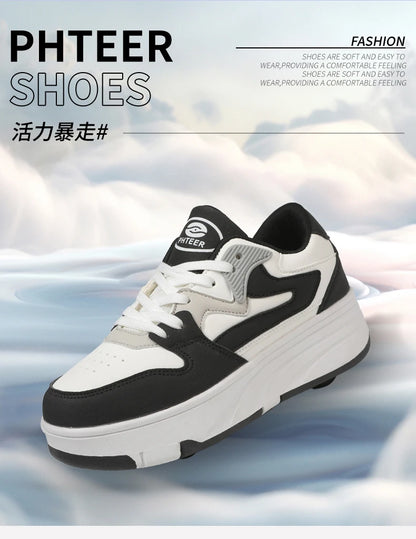 Children's Outdoor Sports Roller Skates Shoes Single Row Wheel Kids Sliding Shoes Four-Wheel for Boys and Girls