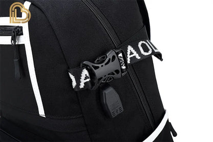 Mochila Red Jade F-Fortnited Battle Royale com carregamento USB, figuras anime e compartimento para material escolar para estudantes