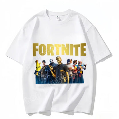 T-shirt Fortnite de gola redonda, unissexo para adulto, moda de dança do jogo, novo, em algodão puro, manga curta, perfeito para uso casual e férias