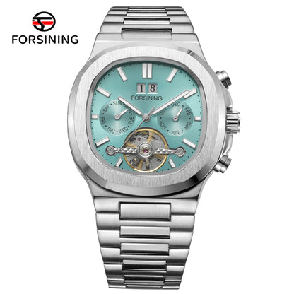 Forsining 481 Man New Tourbillon  Brands Watch Week Date Automatic Movement Mechanical Watches Stainless Steel Waterproof Clock