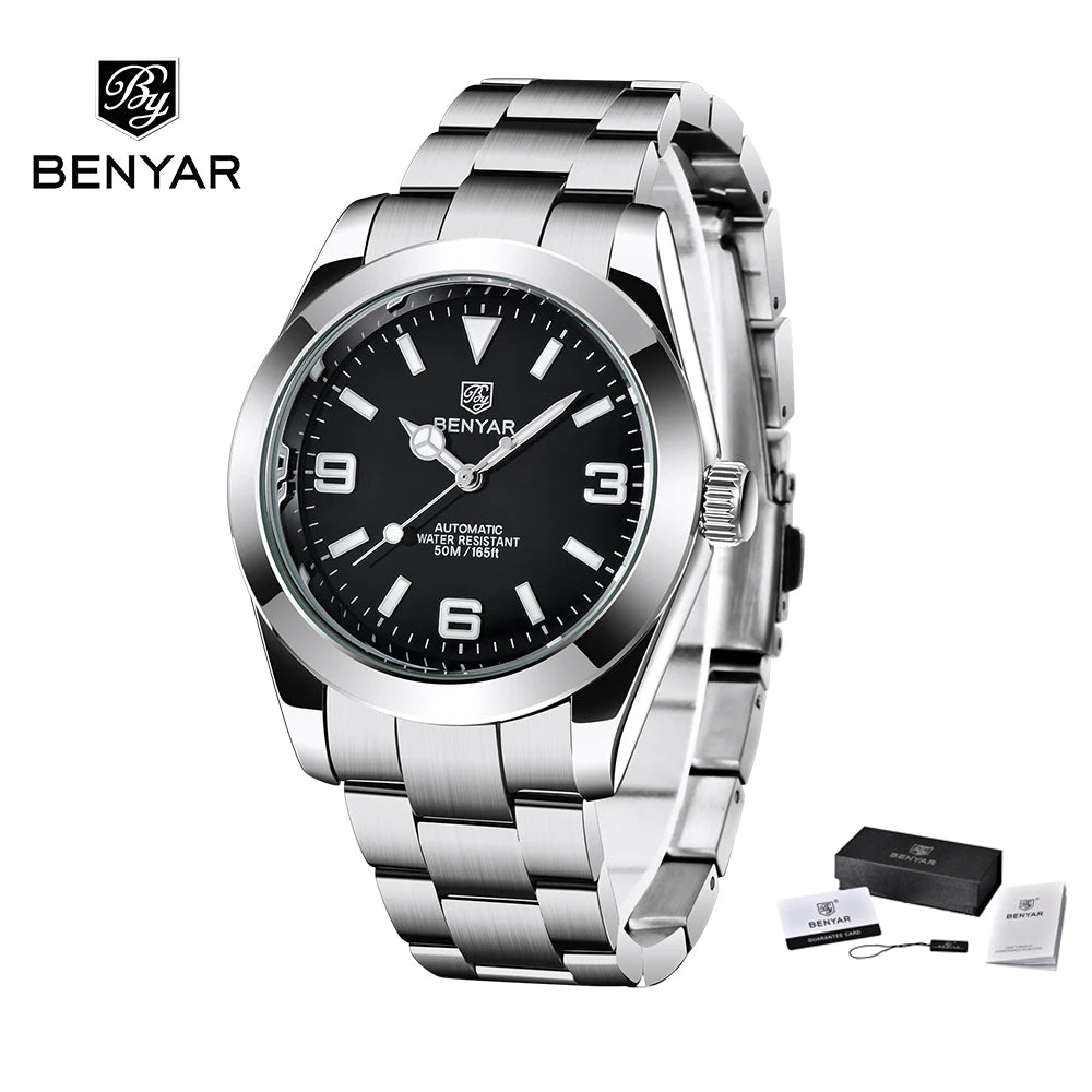BENYAR 2025 Nuevo reloj mecánico automático para hombre, estilo business deportivo de lujo, relojes para hombre, resistente al agua 50M, Relogios Masculino