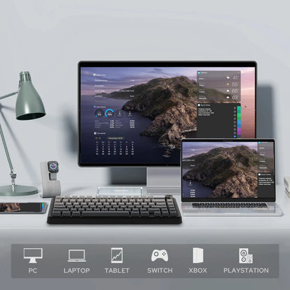 Teclado mecánico inalámbrico EPOMAKER X AULA F75 MAX compacto 75% con distribución ANSI, conexión por cable/Bluetooth/2.4GHz, pantalla TFT y perilla