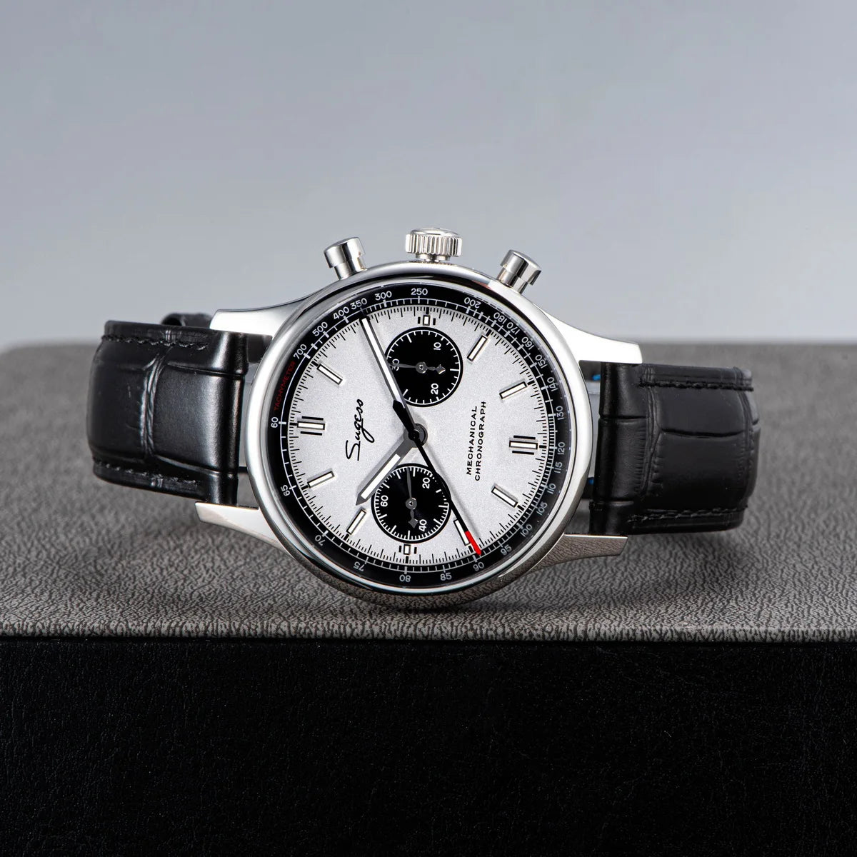 Sugess 1963 Pilot Watch Men Mechanical Chronograph Panda Wristwatch Air Force Sapphire Waterproof for Seagull Movement ST1901 v3