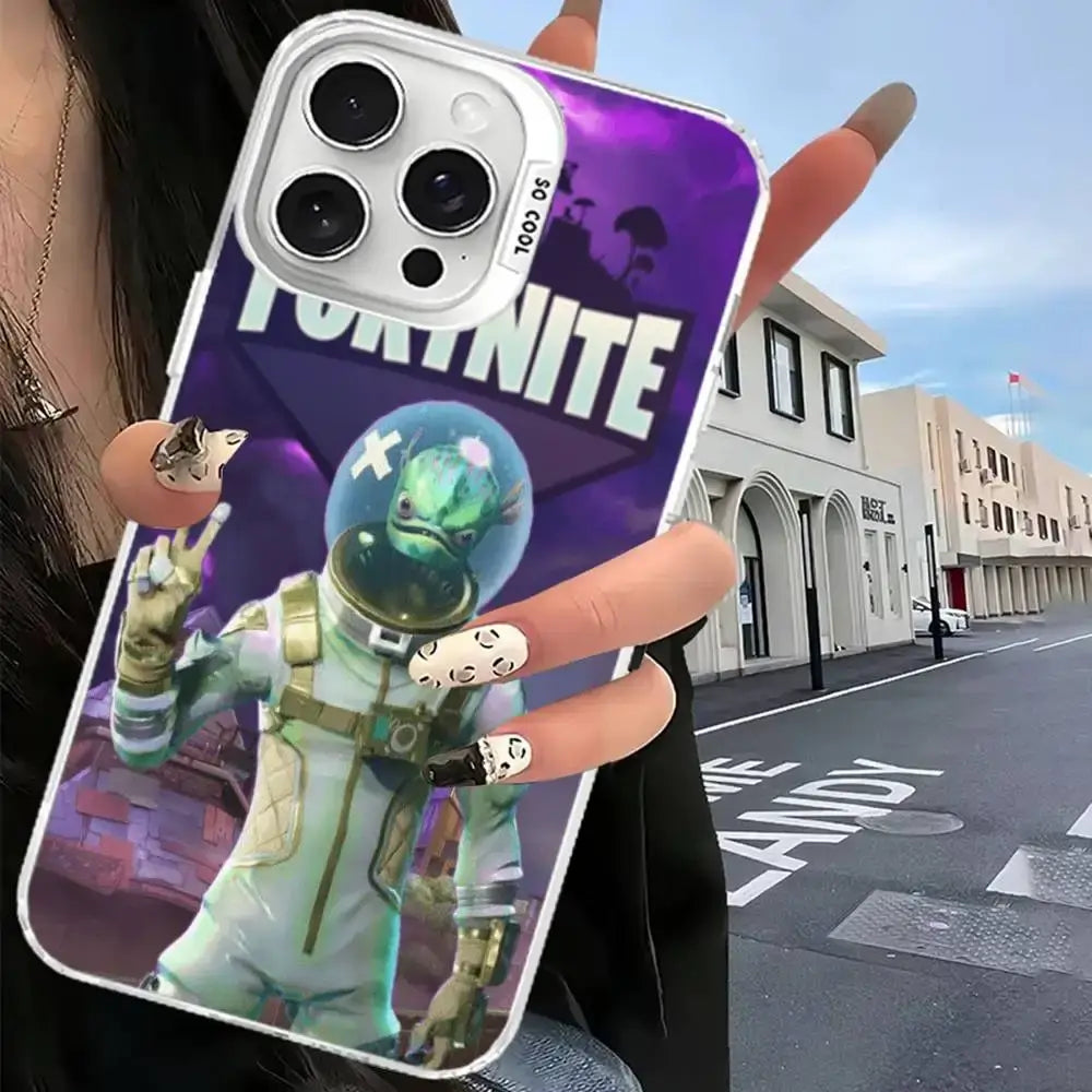 F-Fortnites Phone Case For iPhone 17, 16, 15, 14, 13, 12, 11 Pro Max Plus Color Silver Cover