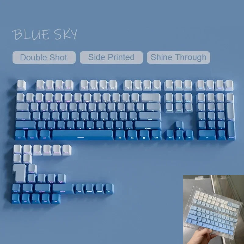 Nuevas teclas para teclado mecánico gaming 60/64/84/98/108 con interruptores MX, 135 teclas OEM PBT con grabado lateral y color degradado rojo y negro