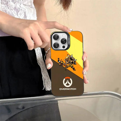 Capa para Telemóvel Game O-Overwatch em Estilo Pixel para iPhone 17 16 15 14 13 12 11 Pro MAX, Traseira Mate Antichoque e Anti-Queda