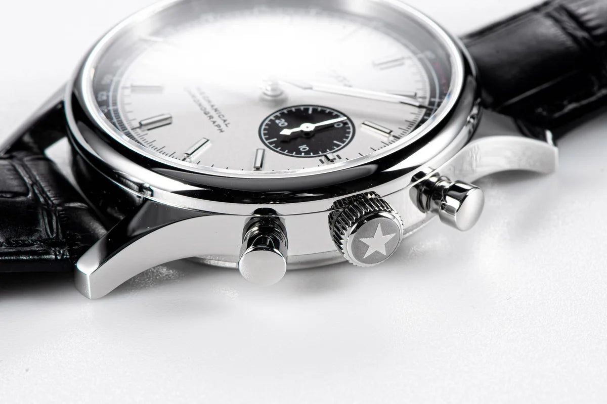 Sugess 1963 Pilot Watch Men Mechanical Chronograph Panda Wristwatch Air Force Sapphire Waterproof for Seagull Movement ST1901 v3