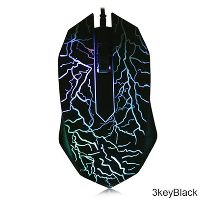 Rato gaming com fios USB 2400 DPI, rato profissional para gamer com retroiluminação LED, rato ergonómico para computador, PC, portátil e MacBook