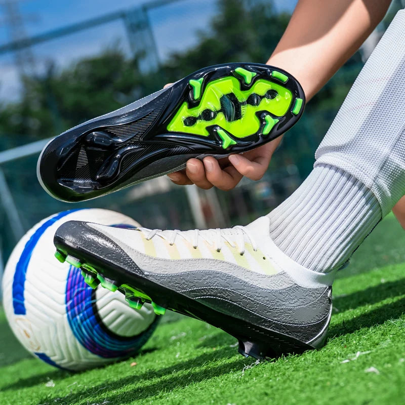 Chaussures de Football de sport pour hommes Fg/Ag, ongles longs, prairie artificielle pour adultes, chaussures spécifiques à l'entraînement durables, chaussures hautes antidérapantes