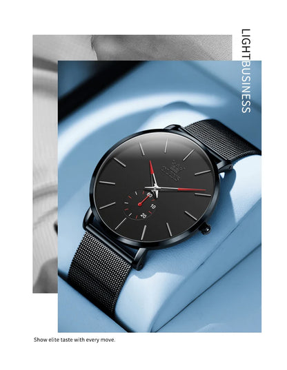 OLEVS 9954 Fashion Men's Watches Minimalism Ultrathin Original Quartz Wristwatch Waterproof Watch for Man Luminous Casual Mesh