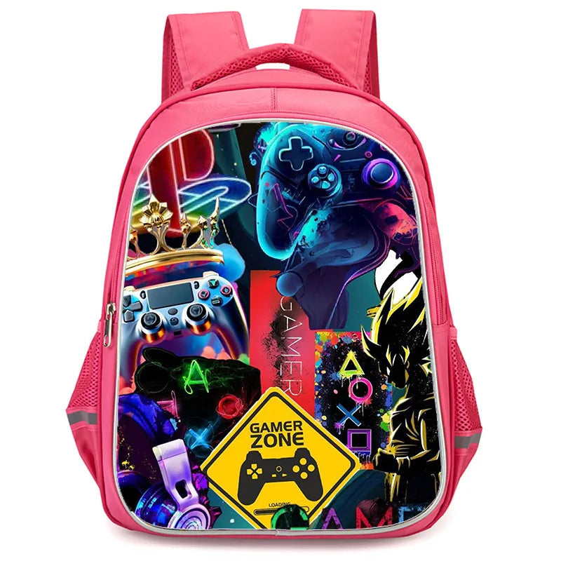 Mochila Fortnite Cartoon de 16 polegadas, unissexo, para rapazes e raparigas, com fechos duplos, grande capacidade e leve, para estudantes