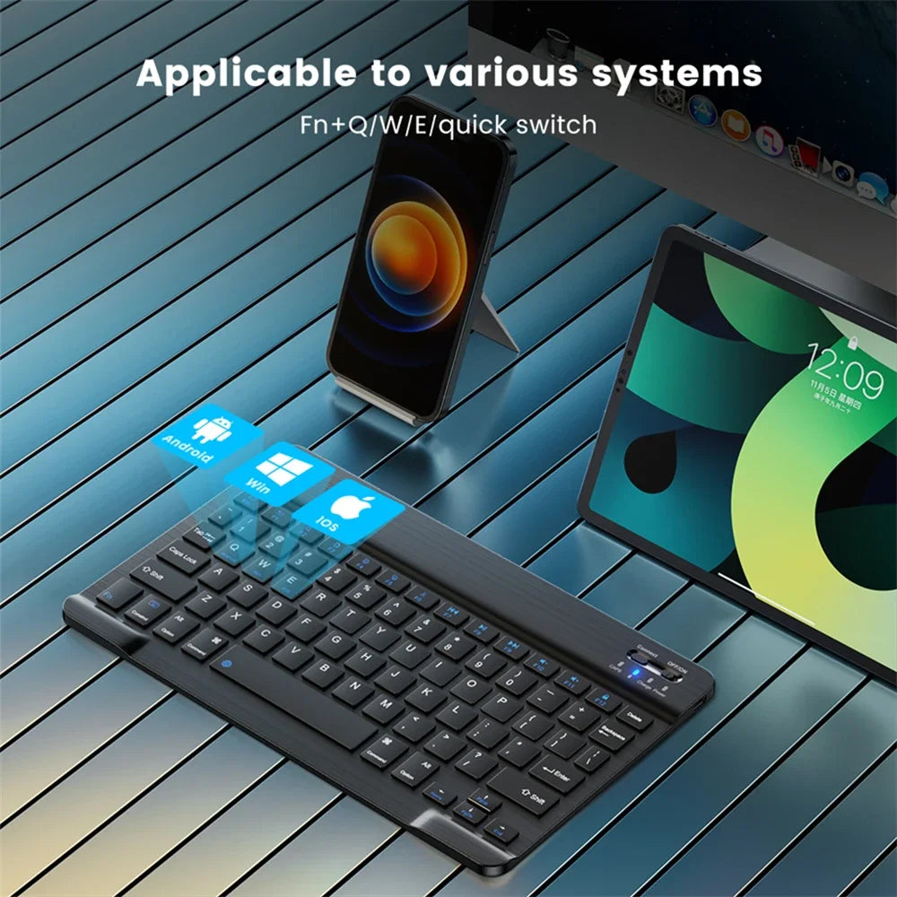 Spanish Russian Arabic Korean Portable 10 Inch Wireless Keyboard and Keyboard Set for iPad Samsung Tablet Laptop iOS Android