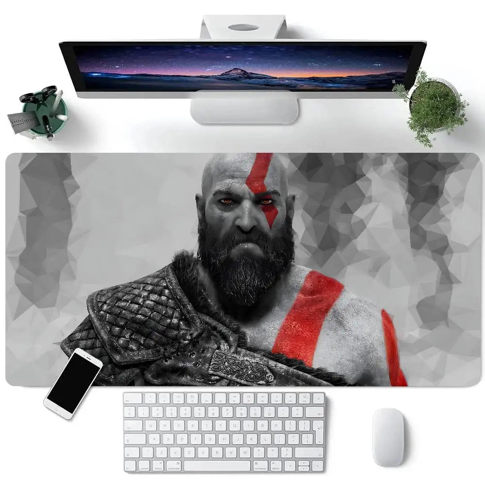 Game God Of War Kratos Mousepad Large Keyboard Desk Mat Gaming Mouse Pad LockEdge Non-slip Mat
