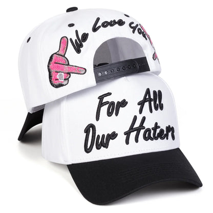 Cappellini da baseball unisex con ricamo «FOR ALL OUR HATERS» - Primavera/Autunno - Cappelli casual regolabili per attività all’aperto - Cappellino parasole - Cappellino sportivo