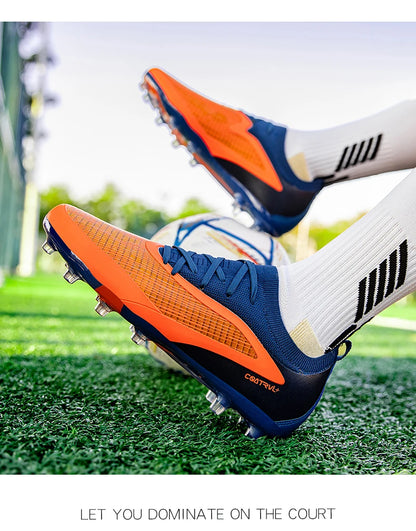 Chuteiras de futebol novas para homem, com pitons para exterior, respiráveis, adulto, antiderrapantes, calçado de futebol desportivo, pitons longos, treino, rapaz, jogo, confortáveis