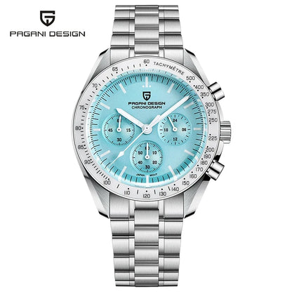 Reloj para hombre PAGANI DESIGN «New Moon» – Reloj de cuarzo de lujo, cronógrafo, cristal de zafiro con tratamiento antirreflectante, bisel de cerámica, agujas luminiscentes