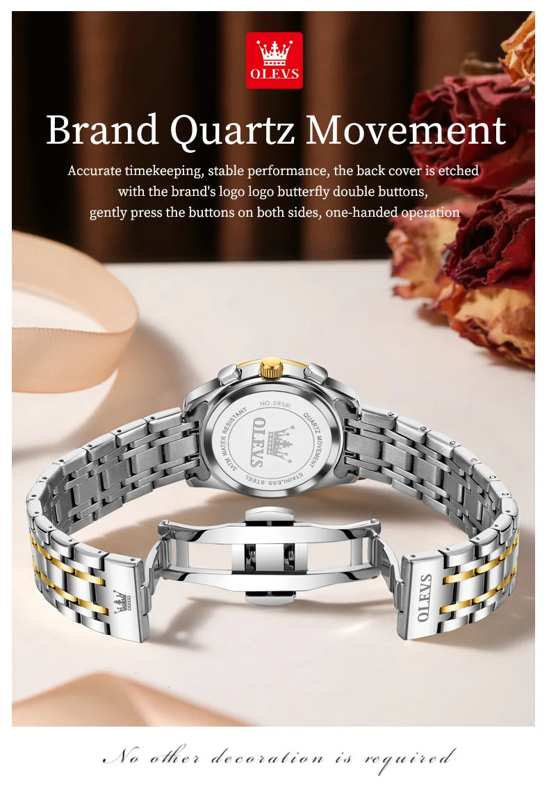 OLEVS 2858 Women Watch Luxury Brand Quartz Watch Waterproof Luminous Date Chronograph Women Bracelet Dress Diamond Watch Reloj